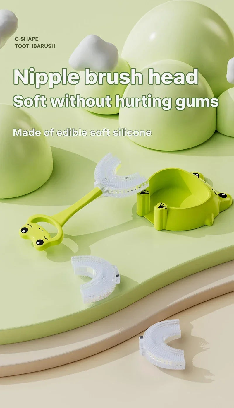 Brosse à dents en Silicone souple pour bébé de 2 à 12 ans, brosse de nettoyage des dents en forme de U à 360 degrés pour enfants de 2 à 12 ans