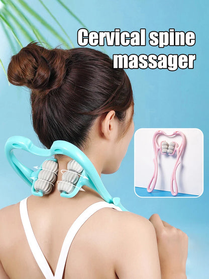 Masseur Cervical manuel à Six roues pour le cou, le dos et la taille, soulagement de la Tension musculaire et Relaxation, outil thérapeutique roulant