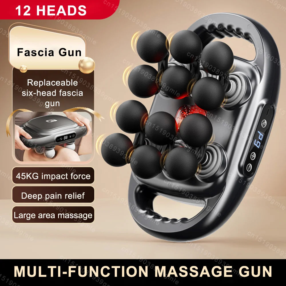 Pistolet de Massage électrique à 12/8 têtes, Relaxation musculaire, Massage du dos à haute fréquence, pistolet de Massage des tissus profonds