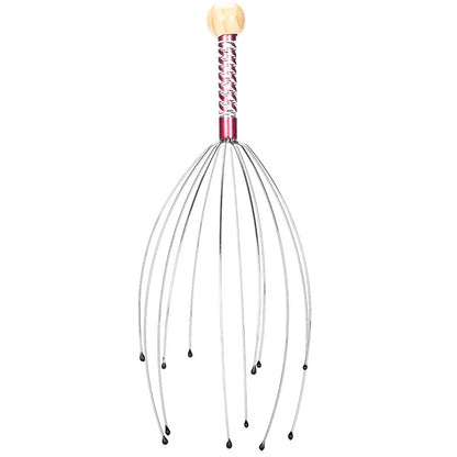 Masseur de tête de poulpe en acier inoxydable, 1 pièce, relaxant de tête gravé, griffe de Massage du cerveau, grattoir du cuir chevelu, soulage les démangeaisons, couleur aléatoire