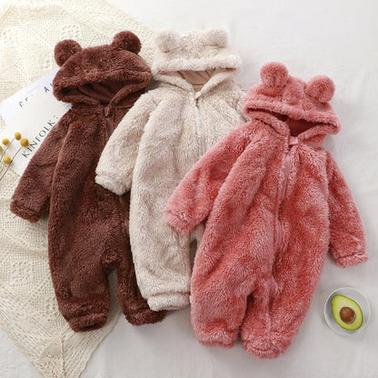 Vêtements d'hiver pour bébé de 0 à 24 mois, barboteuse en coton, ours de dessin animé mignon, Costume d'animal pour bébé garçon et fille, combinaison à fermeture éclair