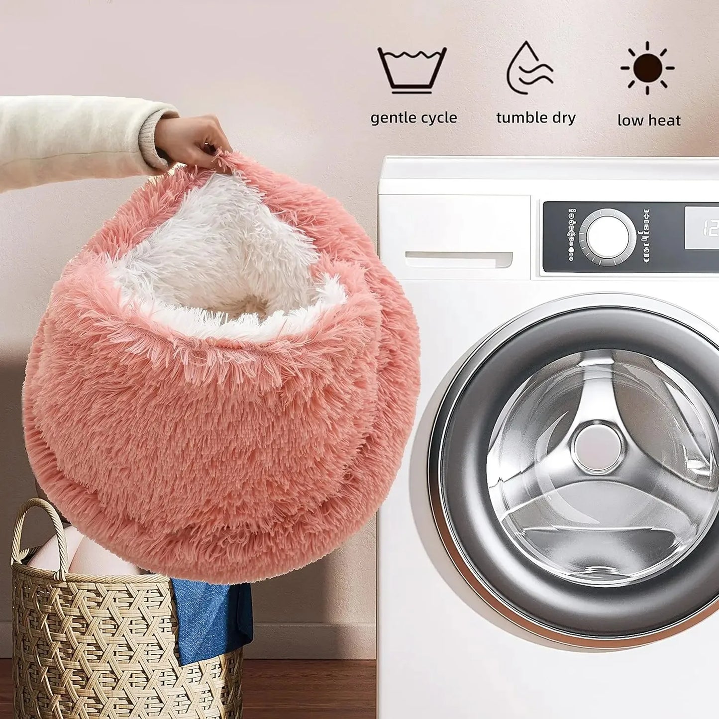 Lit pour animaux de compagnie 2 en 1 en peluche douce 50CM avec housse lit rond pour chat matelas pour chiot chaud chat chien nid de couchage grotte pour petits chiens tapis