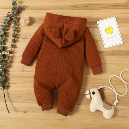 Barboteuse pour nouveau-né de 0 à 18 mois, pour garçons et filles, oreilles mignonnes, solide, à capuche, manches longues, vêtements pour nourrissons, Costumes d'automne et d'hiver