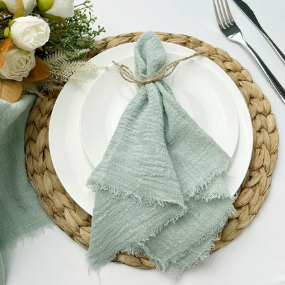 10 pièces 32x32 cm vente en gros gaze de terre cuite serviette en coton serviette de thé réutilisable fête de mariage décor de Table de noël rétro bavures serviette