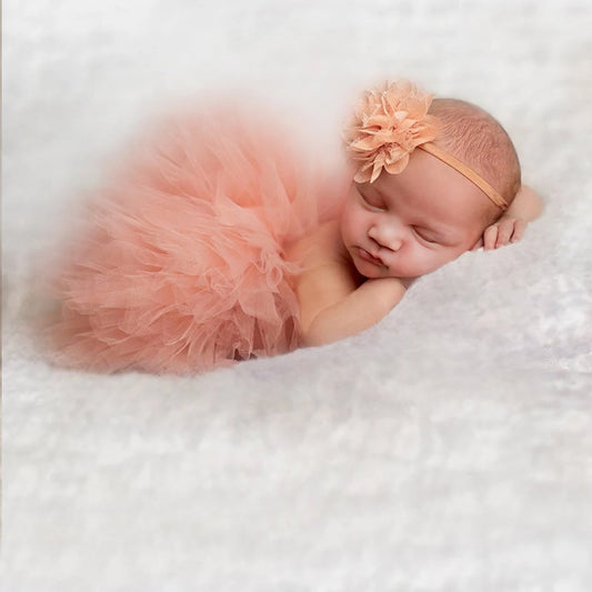 Ylsteed – tenues de photographie pour nouveau-né fille, jupe Tutu faite à la main avec bandeau fleuri, vêtements de princesse, accessoires Photo pour bébé fille