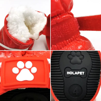 Chaussures d'hiver chaudes et imperméables pour animaux de compagnie, bottes de neige pour chien souriant, chaussures de pluie pour chiot, accessoires pour chihuahua et bouledogue, 4 pièces/ensemble
