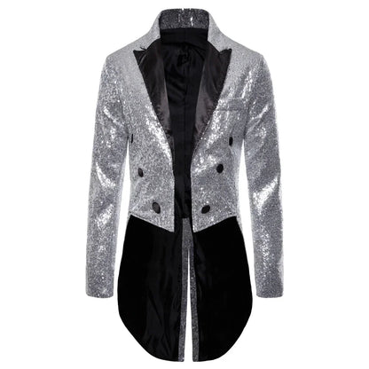 Manteau de Costume à paillettes dorées brillantes pour hommes, veste de smoking à Double boutonnage pour marié de mariage, Costume de fête sur scène de bal