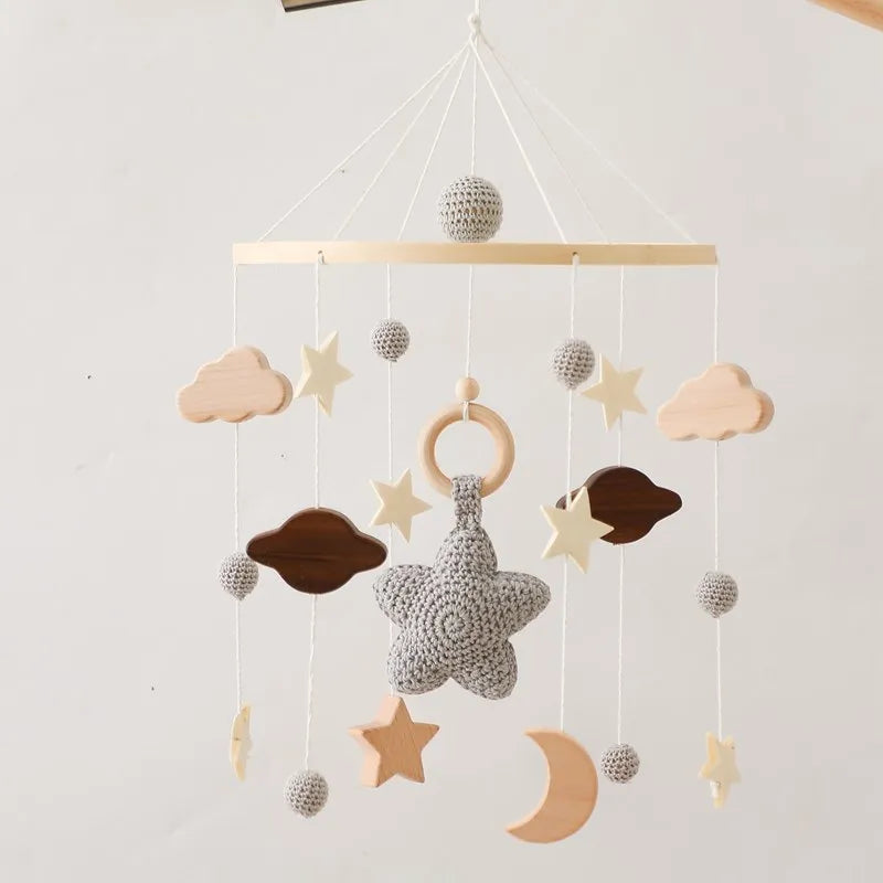 Berceau de bébé lit Mobile cloche hochet jouets en bois Crochet étoiles pendentif lit cloche jouets nouveau-né confort berceau support suspendus jouets cadeaux