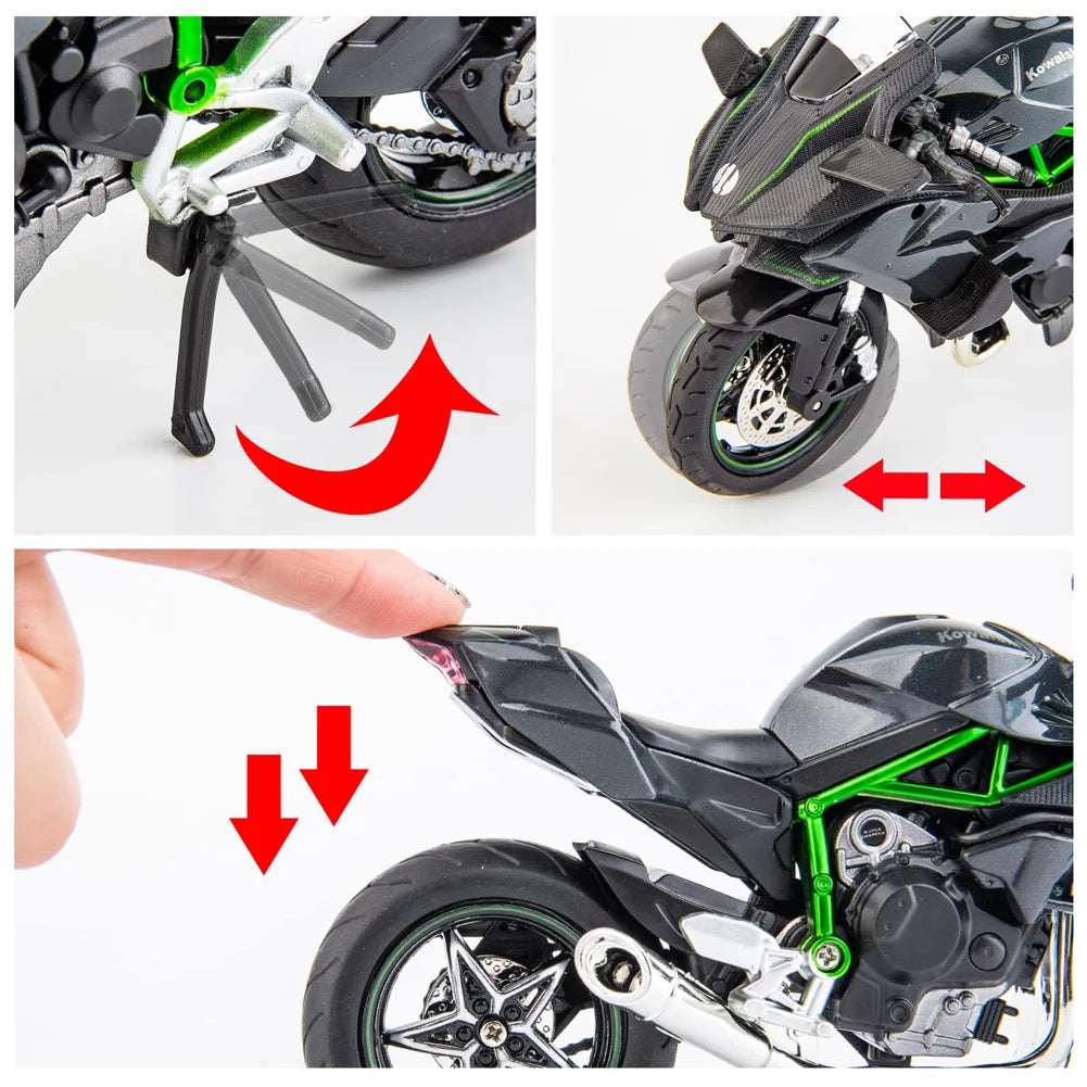 Collection de véhicules tout-terrain en plastique pour enfants, jouet modèle de bureau, moto moulée sous pression, simulation portable, décoration de voiture, maison, 1:18