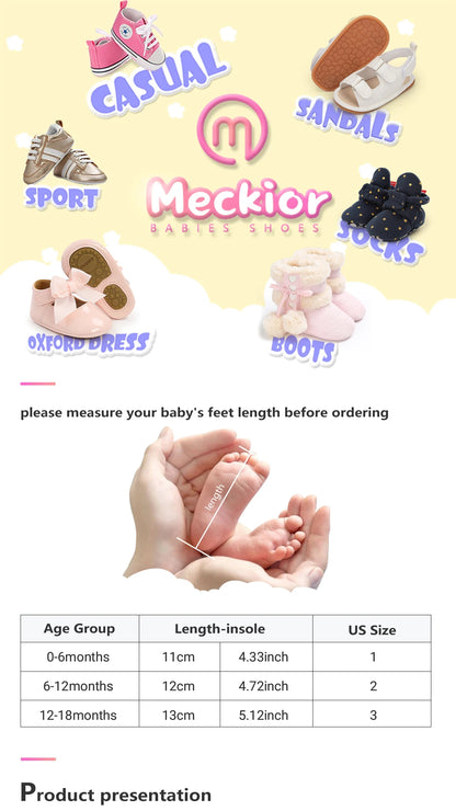 Meckior bébé chaussures nœud papillon semelle en caoutchouc anti-dérapant PU Ballet pantoufles bébé fille robe chaussures premier marcheur enfant en bas âge berceau chaussures