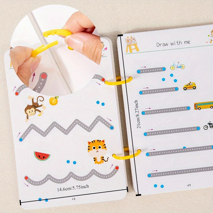 Cahier d'exercices de formation de contrôle de stylo pour tout-petits, cahier de pratique de traçage magique pour bébé, écriture réutilisable, dessin, livres d'images éducatifs