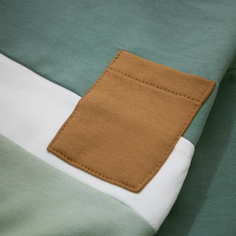 Survêtement d'hiver 2 pièces pour bébé, tenues pour garçons en bas âge, couleur contrastée, sweat-shirt à manches longues, hauts et pantalons longs, ensemble de vêtements pour tout-petits