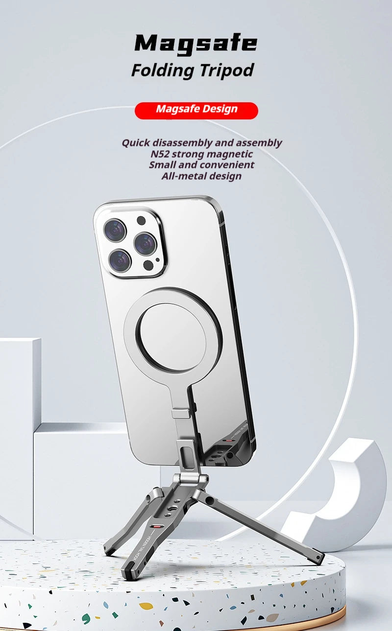 Trépied magnétique universel en aluminium pour trépied Magsafe, support pliable pour appareil photo et téléphone