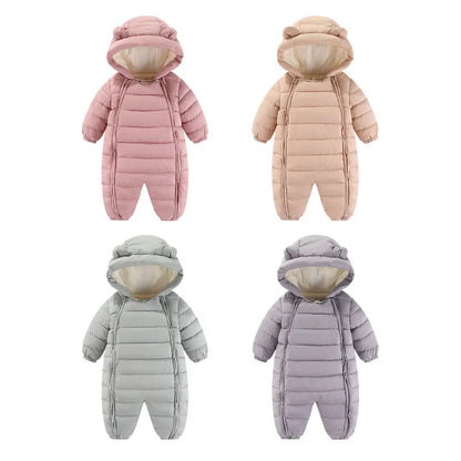 OLEKID 2025 automne hiver bébé barboteuses à capuche Plus velours chaud bébé fille combinaison enfant en bas âge garçons salopette infantile nouveau-né vêtements de nuit