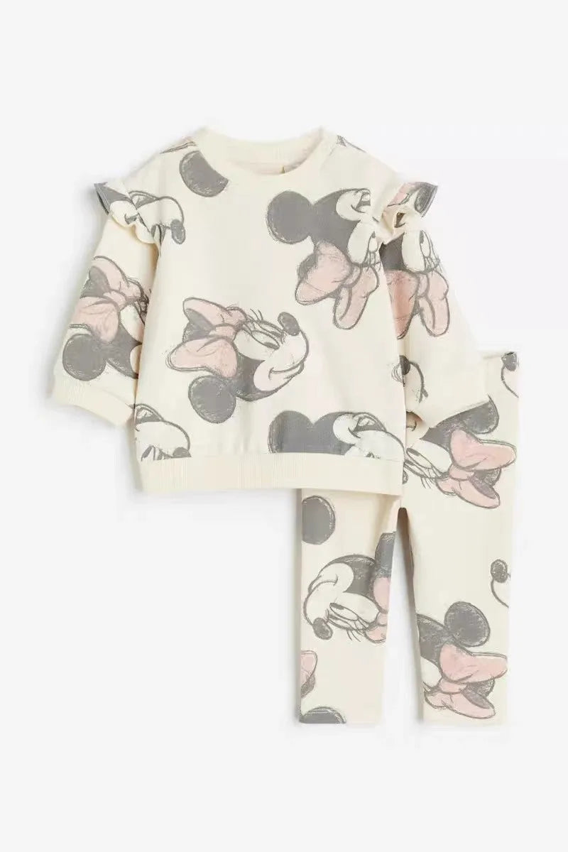 Sweat-shirt Minnie Full Print pour bébés filles, vêtements d'extérieur, pantalons en Y, vêtements décontractés, vêtements pour la maison, olympiques de marque, nouvelle mode, automne, fj2 pièces