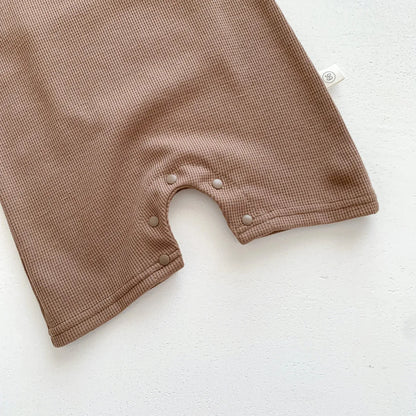 Combinaison d'été pour bébés filles et garçons, manches courtes, Patch gaufré, ours, nouveau-né, barboteuse en coton, chapeau cadeau avec oreille, nouvelle collection