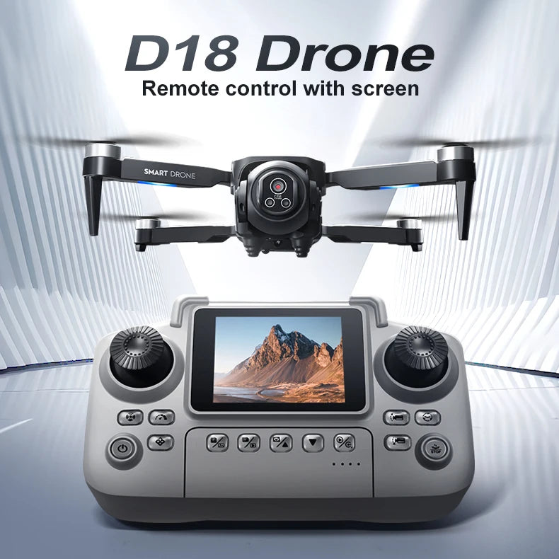 Drone de contrôle d'écran D18, moteur sans balais, quatre côtés d'évitement d'obstacles, flux optique 5G WiFi FPV, avion de photographie aérienne