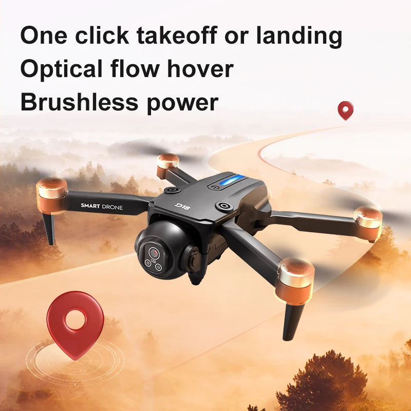 Drone de contrôle d'écran D18, moteur sans balais, quatre côtés d'évitement d'obstacles, flux optique 5G WiFi FPV, avion de photographie aérienne