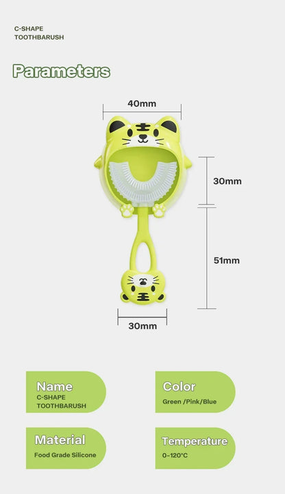 Brosse à dents en Silicone souple pour bébé de 2 à 12 ans, brosse de nettoyage des dents en forme de U à 360 degrés pour enfants de 2 à 12 ans