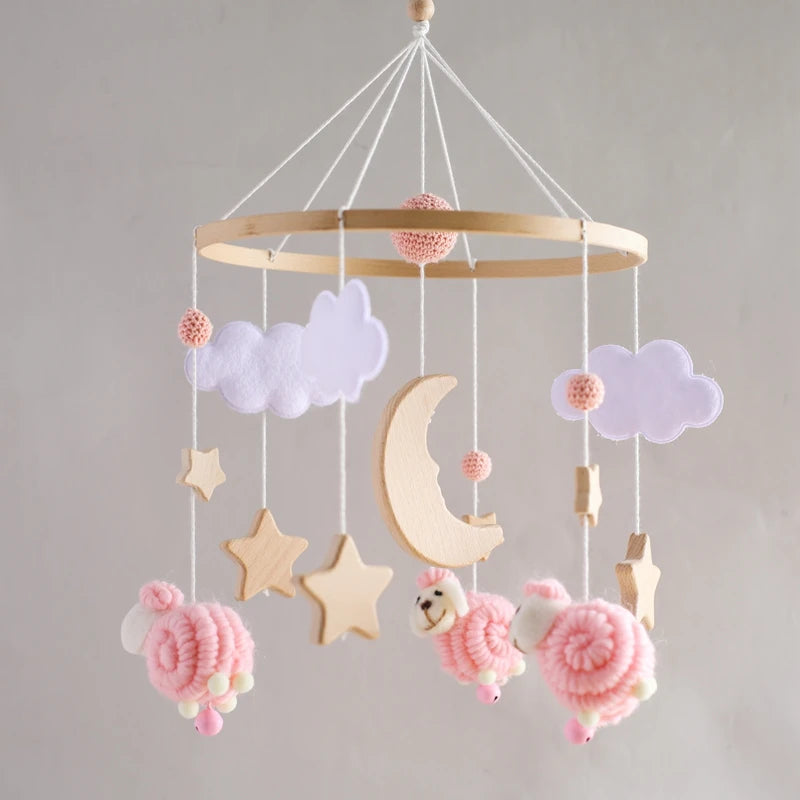 Berceau de bébé lit Mobile cloche hochet jouets en bois Crochet étoiles pendentif lit cloche jouets nouveau-né confort berceau support suspendus jouets cadeaux