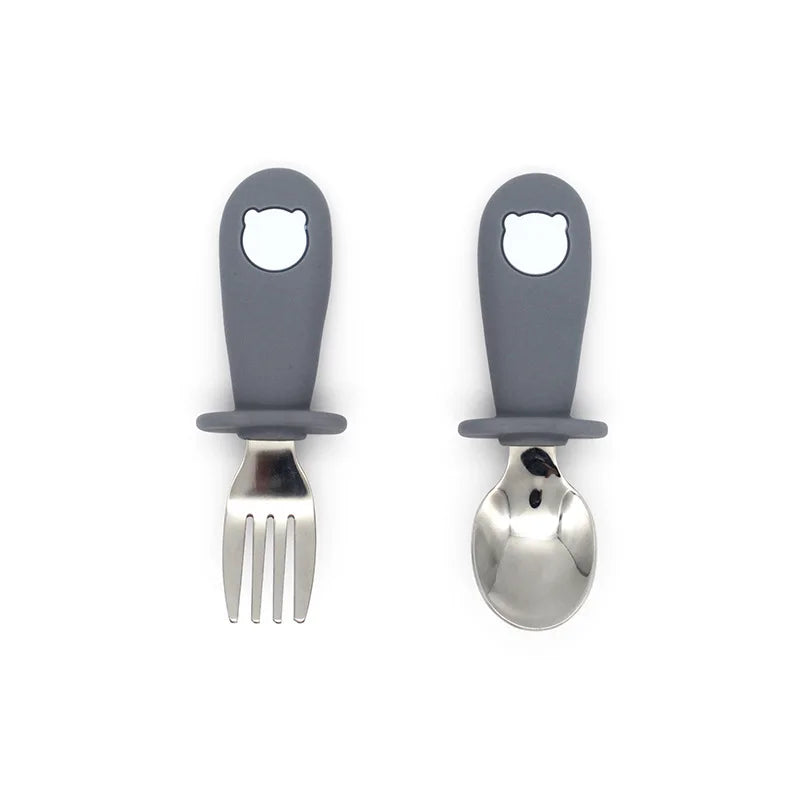 Ensemble de vaisselle de dessin animé pour bébé, ustensiles pour enfants en acier inoxydable, couverts de table pour tout-petits, dessin animé, cuillère d'alimentation pour nourrissons, fourchette