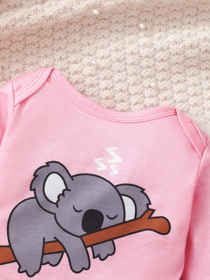 0-18 mois nouveau-né bébé mignon Koala combinaison + pantalon + chapeau trois pièces ensemble bébé fille printemps et automne ensemble bébé vêtements