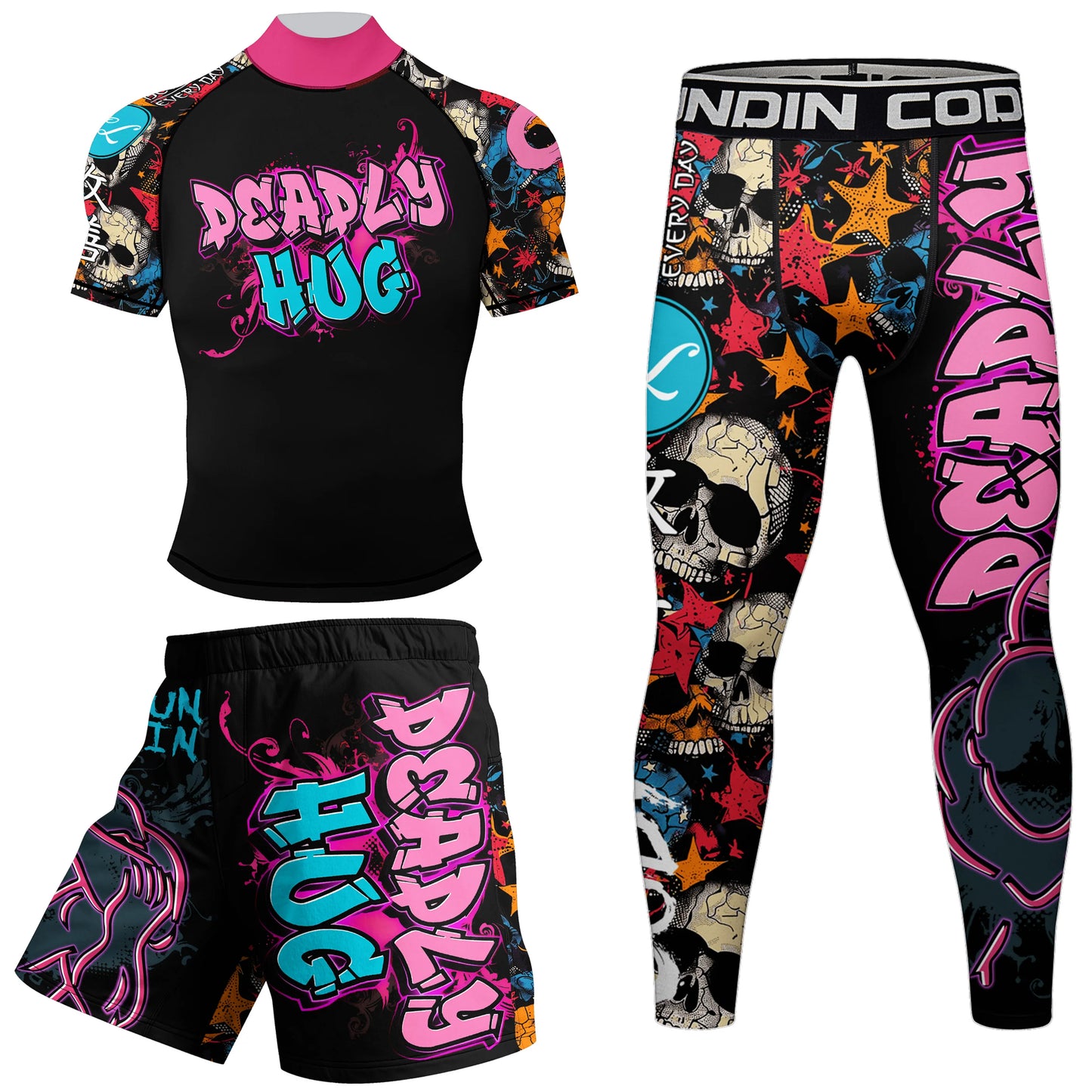 Cody Lundin nouveaux modèles personnalisés manches courtes Polyester extensible éruptions cutanées Shorts MMA BJJ ensembles avec ceinture en caoutchouc