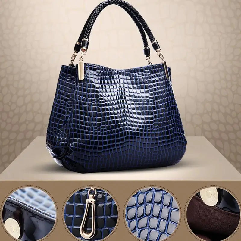 Sac à main grande capacité pour femmes, fourre-tout pour les déplacements quotidiens, sac à bandoulière imprimé Crocodile, visage brillant, Shopping