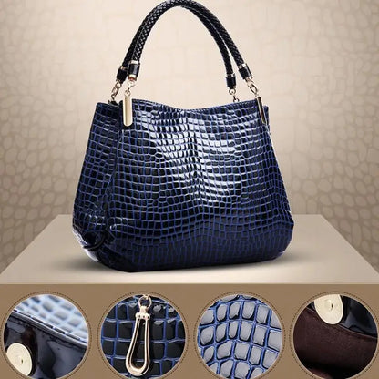 Sac à main grande capacité pour femmes, fourre-tout pour les déplacements quotidiens, sac à bandoulière imprimé Crocodile, visage brillant, Shopping