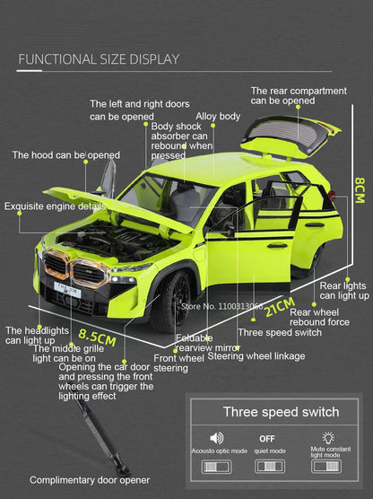 1/24 les modèles de voitures en alliage XM jouet moulé sous pression véhicules tout-terrain avec son léger fonction de traction SUV voiture jouets pour enfants garçons cadeaux