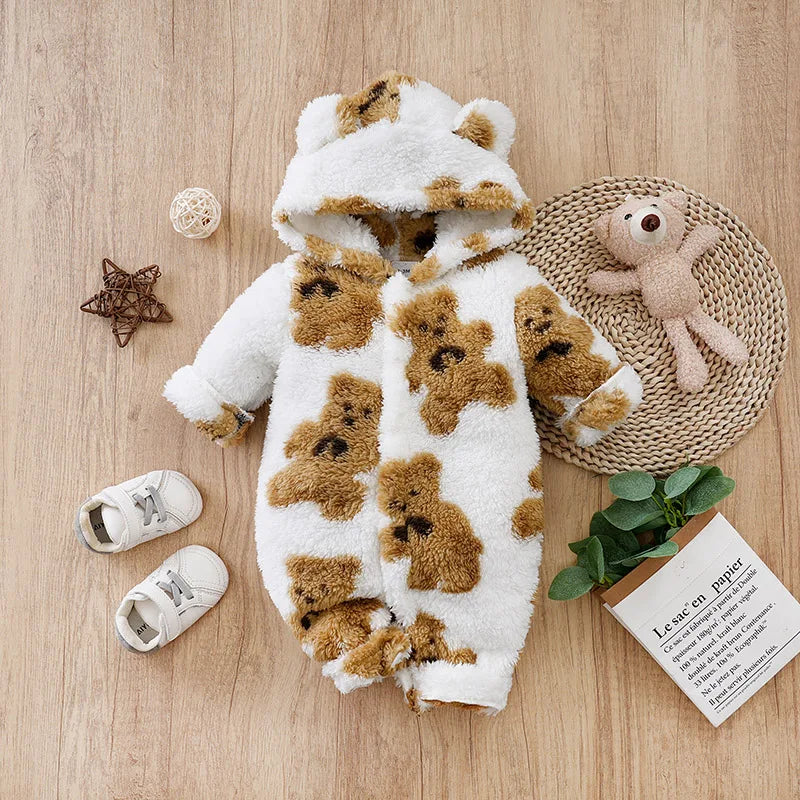 Vêtements pour bébé, ours en peluche mignon de dessin animé, confortable et doux, combinaison pour garçons et filles de 0 à 18 ans, automne et hiver, manches longues
