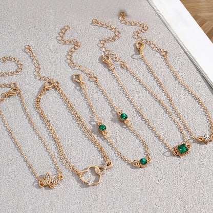 Ensemble de bracelets d'inspiration vintage avec biscuits étincelants de Rotterdam, motifs extron et géométriques, parfaits pour une tenue décontractée ou des avocats, 5 pièces