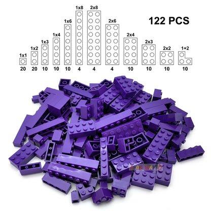 122 pièces figurines épaisses briques 12 tailles bricolage blocs de construction éducatif taille créative Compatible avec 3001 jouets en plastique pour les enfants