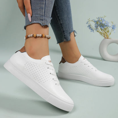 Chaussures de sport blanches coupe basse pour femmes, chaussures de sport légères, confortables et respirantes pour toutes les saisons, chaussures décontractées