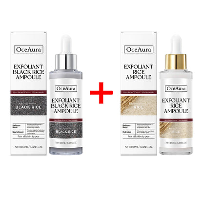 Sérum hydratant pour le visage, nourrit la peau sèche, Essence éclaircissante, ligne Fine lisse, rétrécit les Pores, Toner, liquide exfoliant au riz noir