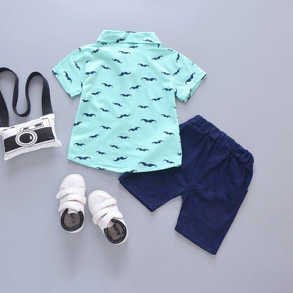 Costume d'été pour garçon, chemise imprimée à manches courtes + Short, en coton, vêtements mignons pour bébé, nouvelle collection