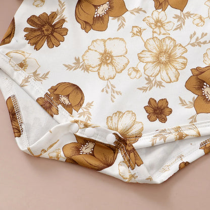 Ensemble de vêtements 3 pièces pour nouveau-né fille, haut floral à manches longues, jupe à bretelles, vêtements de sauna, mode printemps et automne, 0 à 12 mois, 03 tenue
