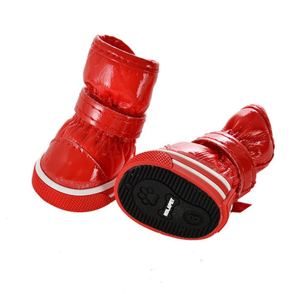 Chaussures d'hiver chaudes et imperméables pour animaux de compagnie, bottes de neige pour chien souriant, chaussures de pluie pour chiot, accessoires pour chihuahua et bouledogue, 4 pièces/ensemble