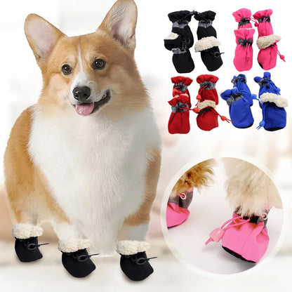 Pet chiot extérieur intérieur bottes anti-dérapant chaussures pour animaux de compagnie bottes chien chaussettes imperméable chiot chien bottes de pluie chien chaussures patte gardes