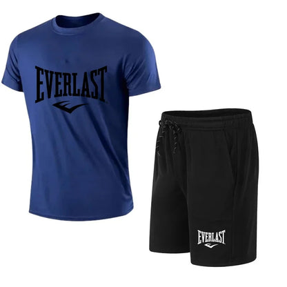 EVERLAST hommes T-shirt + Short 2 pièces ensemble loisirs souffle à manches courtes Sport Jogging gymnase marque impression vêtements