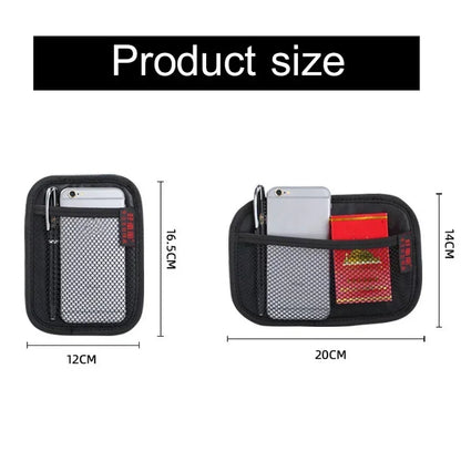 Sac en maille de cuir pour voiture, filet de rangement en tissu Oxford, organisateur d'intérieur de voiture, téléphones, pièces de monnaie, clés, rangement, outils de rangement automobile