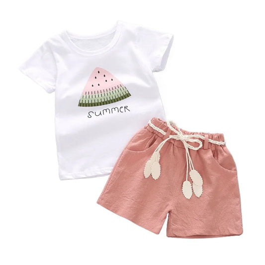 Ensemble de vêtements d'été pour bébés filles, T-Shirt et short mignons, 2 pièces/ensembles, tenues décontractées pour nourrissons, vêtements pour tout-petits, survêtements pour enfants, nouvelle collection