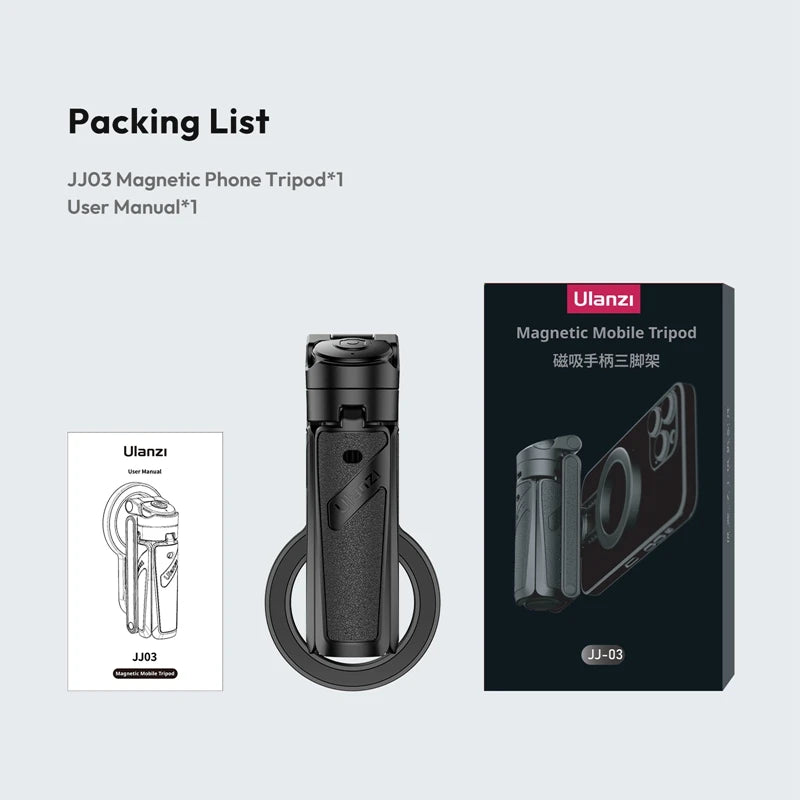 Ulanzi JJ03 perche à Selfie magnétique trépied de téléphone pour iPhone 16 15 14 13 12 Pro Max Magsafe Smartphone poignée sans fil support de bureau