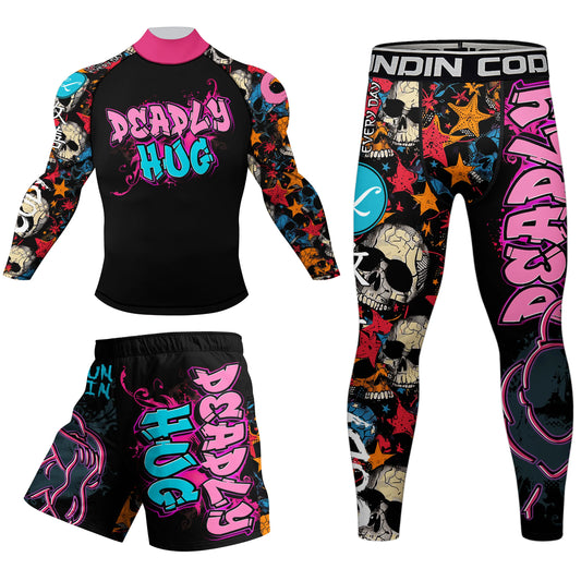 Cody Lundin nouveaux modèles personnalisés manches courtes Polyester extensible éruptions cutanées Shorts MMA BJJ ensembles avec ceinture en caoutchouc