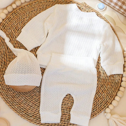 Ylsteed "bonjour" broderie nouveau-né photographie accessoires infantile barboteuse combinaison avec chapeau à nœud bébé à la maison tenue bébé Photo cadeau