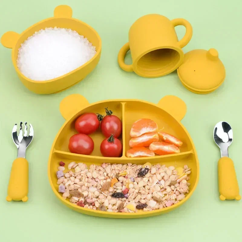 Ensemble de vaisselle de dessin animé pour bébé, ustensiles pour enfants en acier inoxydable, couverts de table pour tout-petits, dessin animé, cuillère d'alimentation pour nourrissons, fourchette