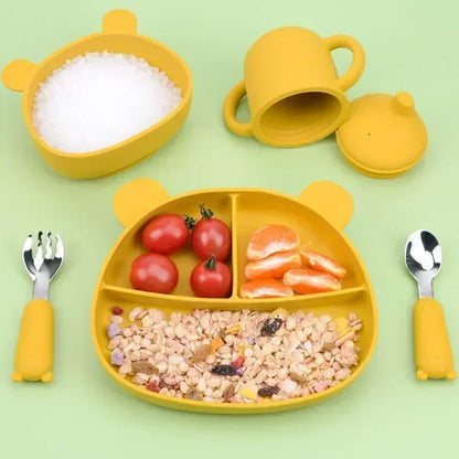 Ensemble de vaisselle de dessin animé pour bébé, ustensiles pour enfants en acier inoxydable, couverts de table pour tout-petits, dessin animé, cuillère d'alimentation pour nourrissons, fourchette