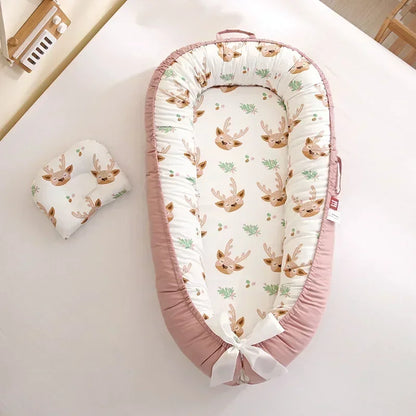 Lit de voyage pour bébé en bas âge, berceau en coton pour nouveau-né, berceau pare-chocs, nouveau lit nid de bébé 85x50cm avec oreiller, berceau Portable
