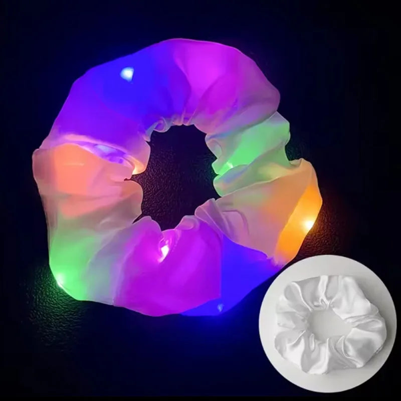 Chouchous lumineux LED populaires pour femmes et filles, corde à cheveux scrunchy scintillante, bandeau lumineux pour Halloween