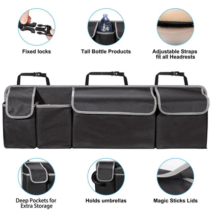 Organisateur de coffre de voiture, sac de rangement de siège arrière, haute capacité, multi-usage, Oxford, organisateurs arrière de siège de voiture, intérieur d'automobile